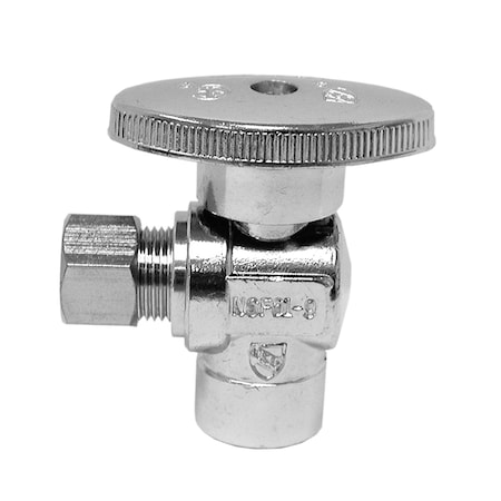 Jones Stephens 1/2" SWT x 3/8" OD Chrome Plated Quarter Turn Supply Stop, Angle S10331